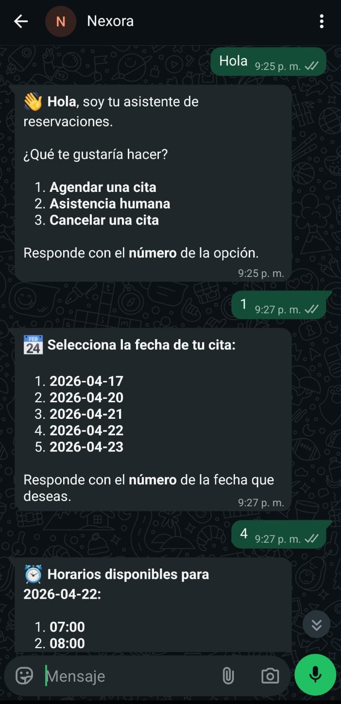 Paso 1: el cliente saluda y elige agendar una cita