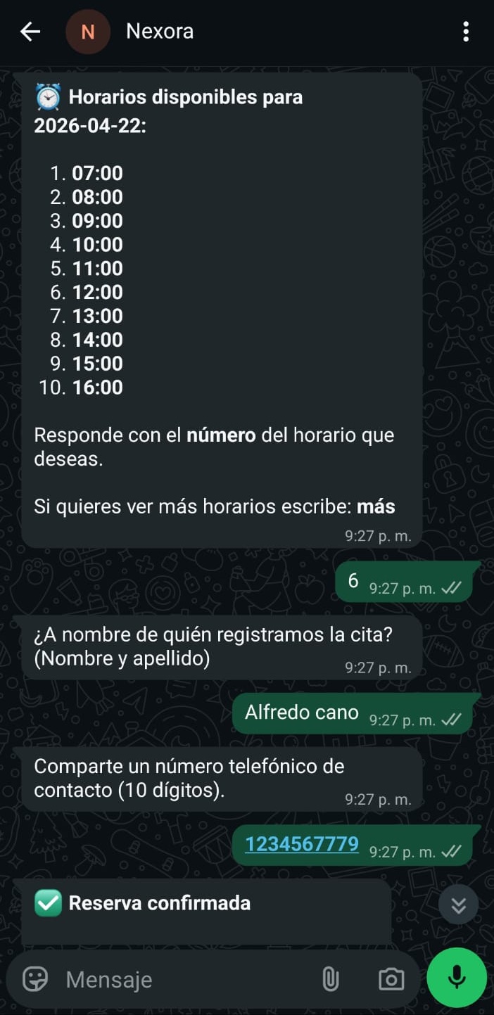Paso 2: el cliente elige horario y deja sus datos